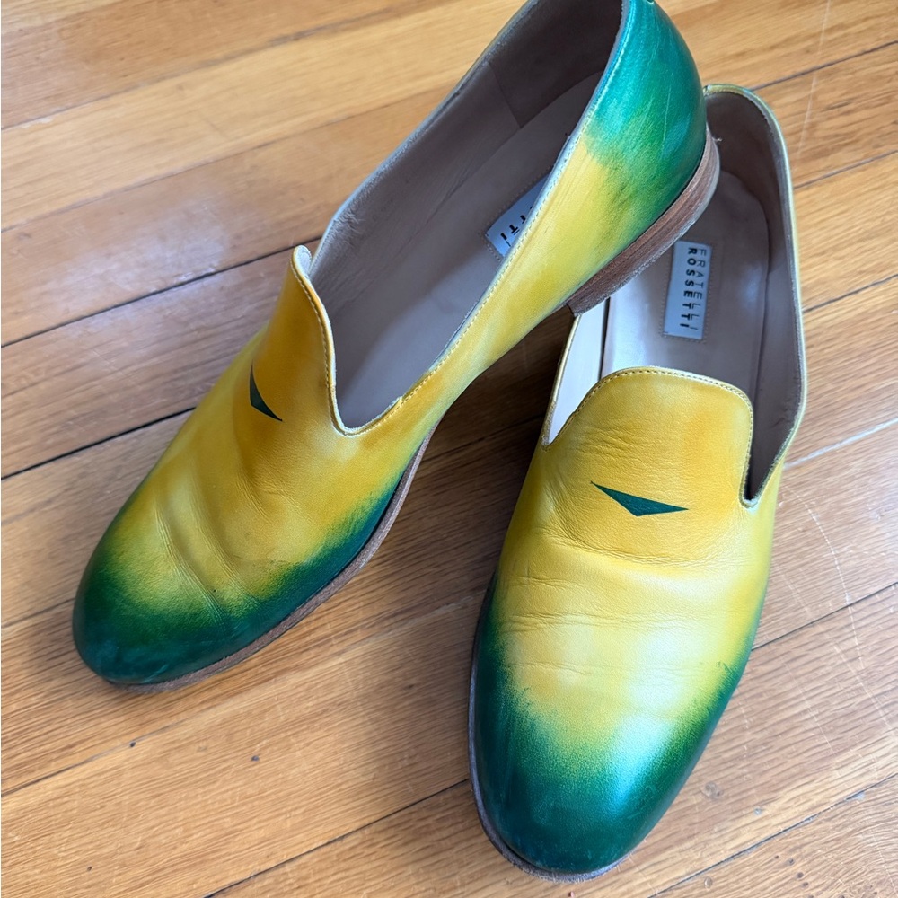 Fratelli Rossetti Yellow and Green Loafers Italian leather